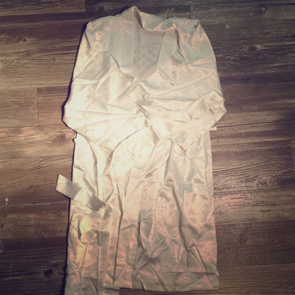 White Satin Bride Rhinestone Robe - Picture 3 of 5